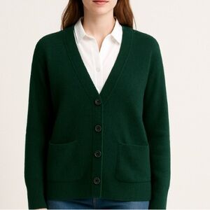 AQUA 100% Cashmere Cardigan | Size S | Emerald Green Luxe | Oversized Knit